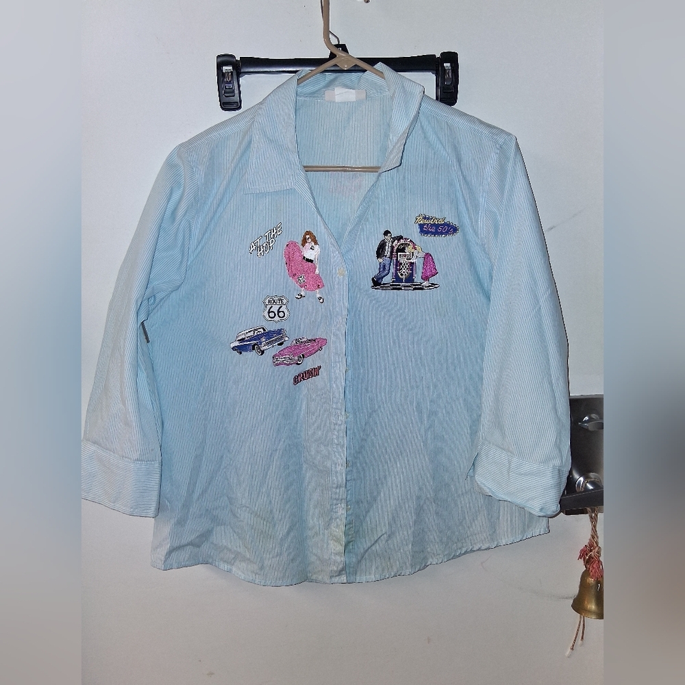 Tia Designs blue stripe vacation top